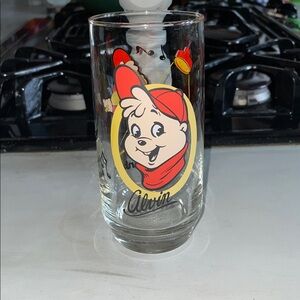 The Chipmunks 1985 drinking glass, featuring Alvin